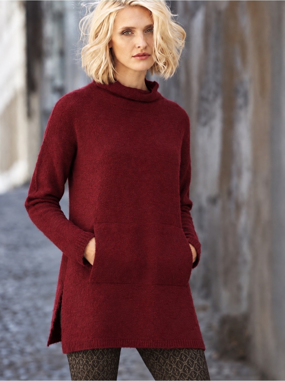Peruvian Connection Balie Alpaca Blend Funnel Neck Tunic Sweater Small